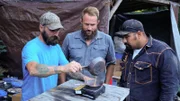 Fred Lewis, Kendell Madden and Juan Ibarra pouring gold.