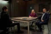 Pictured: (l-r) Alex Breaux as Jacob Peters, Kelli Giddish as Detective Amanda Rollins, Ice T as Detective Odafin "Fin" Tutuola