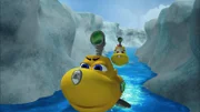 Timmy und Bess nehmen eine Abkürzung, um rechtzeitig zu ihrem Forschungsgebiet in der Antarktis zu gelangen.