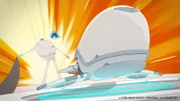 Wyatt Whale (l.) ist noch einmal bereit, ein Rennen zu bestreiten. Sein Genie Neptune hilft ihm.