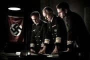 REENACTMENT - Fuhrer der U-Boat Vizeadmiral Karl Dšnitz and Kriegsmarine officer in Donitz war room.