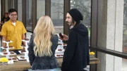 Paramus, New Jersey -  A couple walks up to food expert Erik trinidad's brownie stand, and the boyfriend goes straight for the poop brownie and eats it.