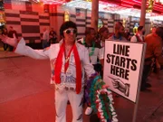 Las Vegas, NV - Elvis impersonator emphatically stands at the beginning of the mysterious line during Line of Duty.