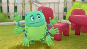 Doc McStuffins - "Caught Blue-Handed" - When a mysterious rash of blue spots breaks out among some of the toys in the clinic, Doc traces the "Mystery Pox" back to Donny's toy monster, Glo-Bo who had been finger-painting earlier in the day and forgot to wash his hands. Glo-Bo is voiced by actor Jim Belushi.