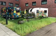 Campen mitten in der Hafencity.