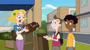 L-R: Sara Murphy (voiced by Kate Micucci), Milo Murphy (voiced by 'Weird Al' Yankovic), Zack Underwood (voiced by Mekai Curtis)