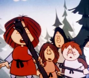 Ylva und seine Freunde hören Wickie aufmerksam zu.