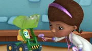 DOC MCSTUFFINS - "Stuck Up" - Doc cleans the sand out of toy tractor Riggo so he can move his scooper up and down again. Legendary character actor Dennis Farina ("Law & Order") guest stars as Riggo. This episode of Disney Junior's "Doc McStuffins" airs MONDAY, APRIL 2 (10:00-10:30 a.m., ET/PT) on Disney Channel with encore airings on the new Disney Junior channel. (DISNEY JUNIOR) RIGGO, DOC
