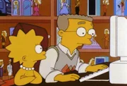 Smithers (re.) zeigt Lisa (li.) im Computer Burns Träume.