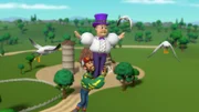 Farmer Al und Mayor Humdinger in einer Szene.