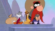Bevor Yosemite Sam (r.) den Schatz bekommt, muss er einige Aufgaben bestehen.