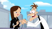 L-R: Vanessa Doofenshmirtz (voiced by Olivia Olson), Dr. Heinz Doofenshmirtz (voiced by Dan Povenmire)