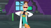 Top to bottom: Perry the Platypus (vocal effects by Dee Bradley Baker), Dr. Heinz Doofenshmirtz (voiced by Dan Povenmire)