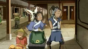 L-R: Aang, Momo, Katara, Sokka