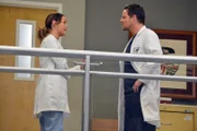 Die Mitarbeiter des Grey Sloan Memorial Hospital sollen künftig keine Beziehungen mehr mit Kollegen haben, was großen Wirbel auslöst. Doch Alex (Justin Chambers, r.) lässt sich davon nicht abhalten und bekommt prompt mit Jo (Camilla Luddington, l.) Ärger ...