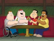 L-R: Joe Swanson (Patrick Warburton), Peter Griffin (Seth MacFarlane), Glenn Quagmire (Seth MacFarlane), Cleveland Brown (Mike Henry)