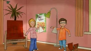 Conni und Simon präsentieren das Plakat ihres italienischen Restaurants.
