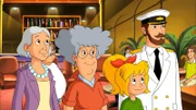 Die Gräfin, Oma Grete, Bibi und der Kapitän staunen über die tolle Bühnenshow.