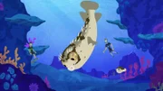 Martin (li.) und Chris kühlen sich an einem heißen Tag im Wasser ab.