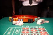 NEW ORLEANS, LA.- The roulette board for a casino style greed game where volunteers are given money and asked to bet.