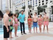 Las Vegas, NV - Host Jason Silva explains the rules of Water Race to the contestants.