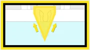 When your hands enter the water forming a wedge shape, water is forced up the side of your arms, creating a relatively large splash.