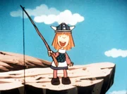Wickie angelt und vertreibt sich die Langeweile.