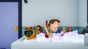 Jon macht es sich mit seinem Smartphone in der Badewanne gemütlich.