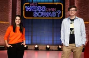 Treten bei "Wer weiß denn sowas?" als Kandidaten gegeneinander an: Die Fernsehmoderatorin Clarissa Corrêa da Silva (l.) und der Fernsehmoderator Ralph Caspers (r.).