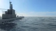 Submarine surface cruising.