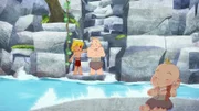 Miko ist wieder ausgebüxt und Tib und Urff müssen sich etwas einfallen lassen, um den Kleinen von dem Felsen im Fluss zu retten.