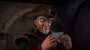Azzuro, der blaue Pirat versucht aus dem Gefängnis zu entkommen.
