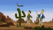 Martin (li.) und Chris entdeckden den schnellsten Läufer der Wüste: einen Rennkuckuck!
