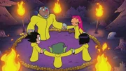 v.li.: Robin, Cyborg, Beast Boy, Starfire, Raven