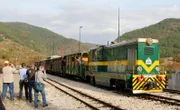 Die Dampflok streikt. Also springt die grün-gelbe Diesellok 740-101 ein. Weiter geht die Fahrt mit Ziel Bosnien-Herzegowina. Hier geht es mit einer der faszinierendsten Schmalspurbahnen des Balkans weiter, mit der Šargan 8.