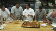 Buddy makes fish for the boys Danny, Frankie, Buddy, Joey and Mauro.