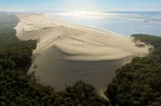 Einzigartig in Europa: Die gewaltigen Sandmassen der Dune du Pilat sind an drei Seiten von W&auml;ldern umgeben.