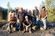 The Gold Rush cast in front of the shaker, from left to right: Thurber, Todd, Dorsey, Jack, Greg and Harness.