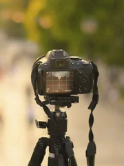 Shooting at the square with a tripod.