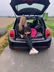 Rauhaardackel Ferdinand dagegen leidet lautlos aber nicht weniger heftig, wenn er im Auto mitfahren muss. Frauchen Katrin ist ratlos.