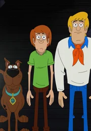 v.li.: Scooby-Doo, Shaggy Rogers, Fred Jones