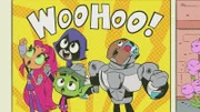 v.li.: Starfire, Beast Boy, Raven, Cyborg