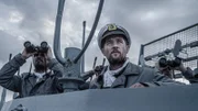 Laboe, Deutschland - Dramatischer Rückblick: Der deutsche U-Boot-Kommandant Gunther Prien blickt auf der Brücke des U47 nach draußen.