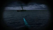 Einer der Torpedos von U862 rast auf das Handelsschiff SS Nairung zu.