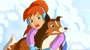 Lassie versucht sich und Zoe vor der anrollenden Lawine zu retten.