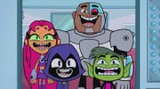 Starfire, Raven, Cyborg, Beast Boy