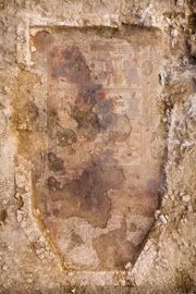 Drohnenaufnahme, Luftaufnahme des Mosaikpflasters; Rutland Villa Projekt