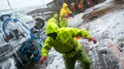 Saga going through bad weather with the crew falling.