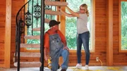 Jenny and Joe work together to help take out the spiral staircase in the Robinson home, as seen on Fixer to Fabulous.
