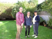 Portrait shot of contributors Liam Saunders and Gillian Lapadat with agent Audrey Casey in Dublin, Ireland, as seen on Liam and Gillian's house tour on House Hunters International.